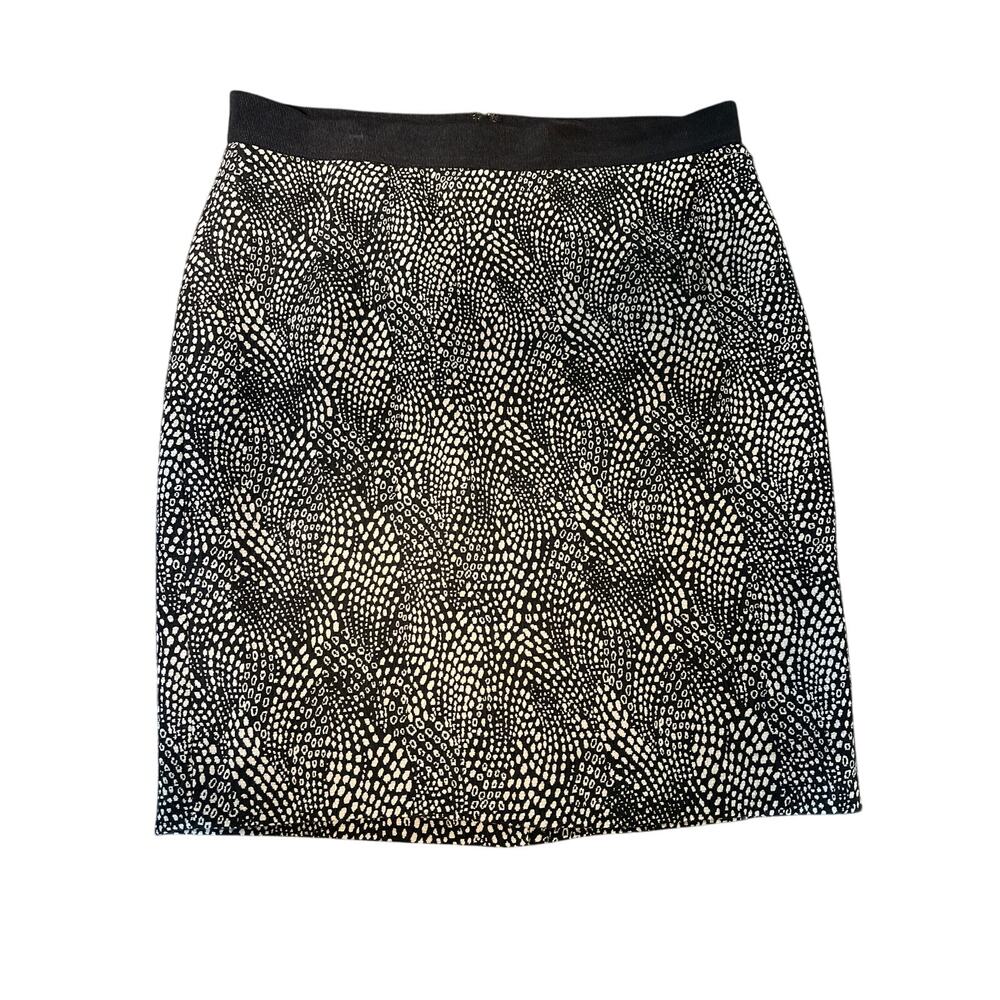 Ann Taylor Black and White Geometric Print Stretch Knit Pencil Skirt Size 14